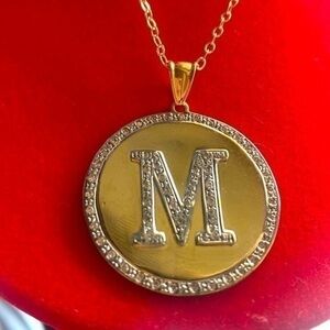 Gold Personalized Initial letter M  Pendant Necklace 14k solid Gold